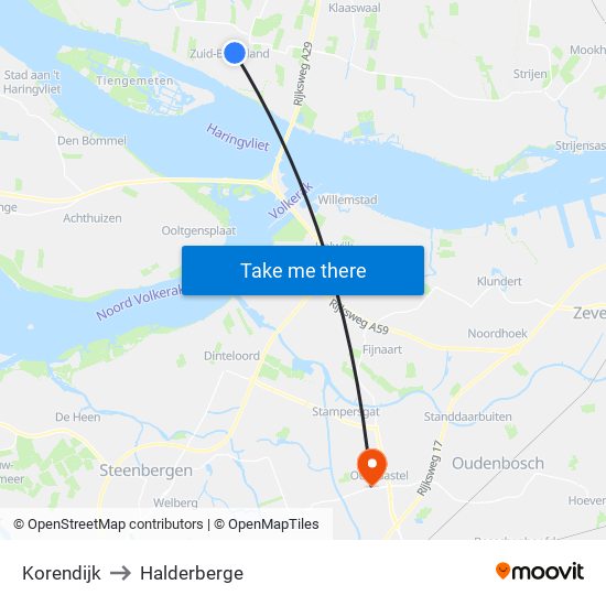 Korendijk to Halderberge map
