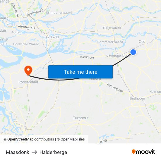 Maasdonk to Halderberge map
