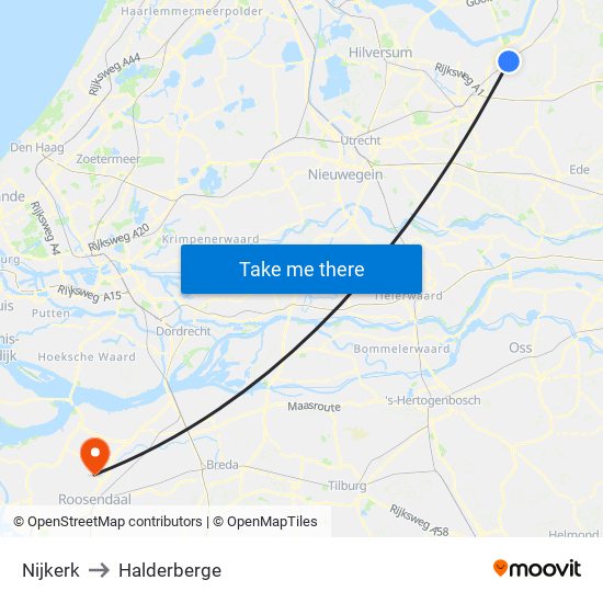 Nijkerk to Halderberge map