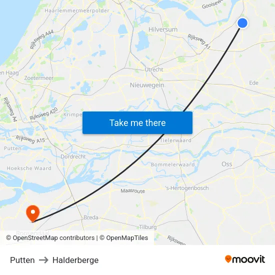 Putten to Halderberge map