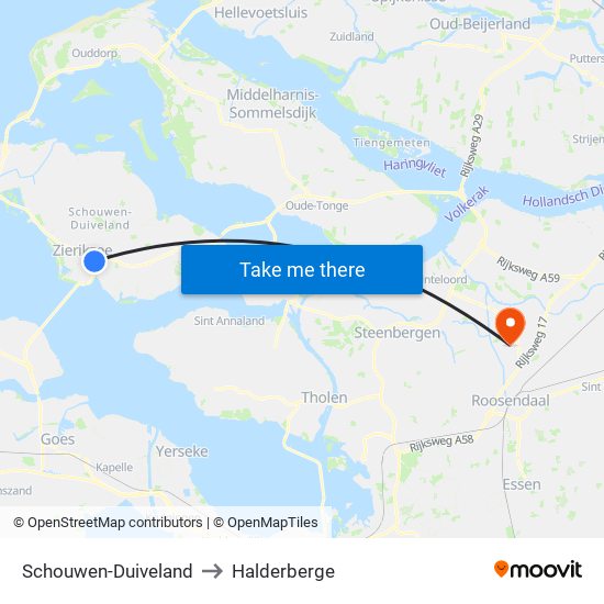 Schouwen-Duiveland to Halderberge map