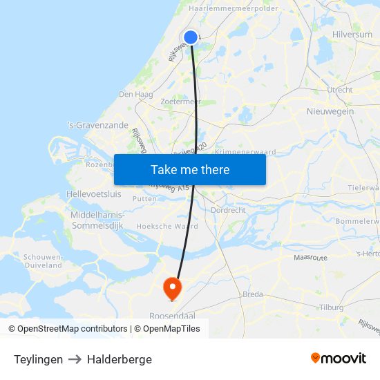 Teylingen to Halderberge map