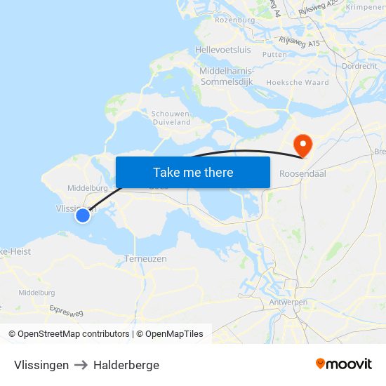 Vlissingen to Halderberge map