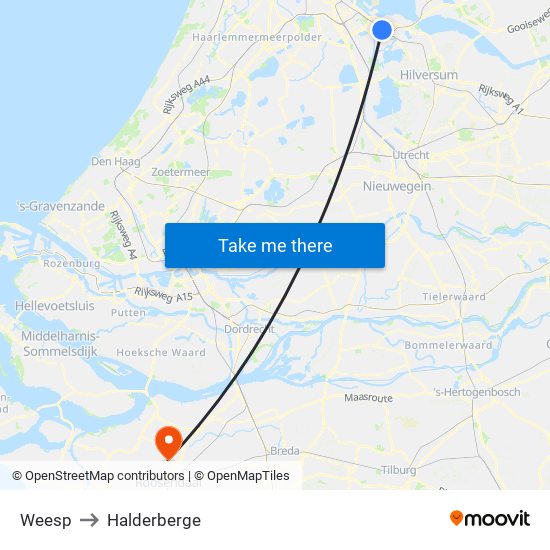 Weesp to Halderberge map