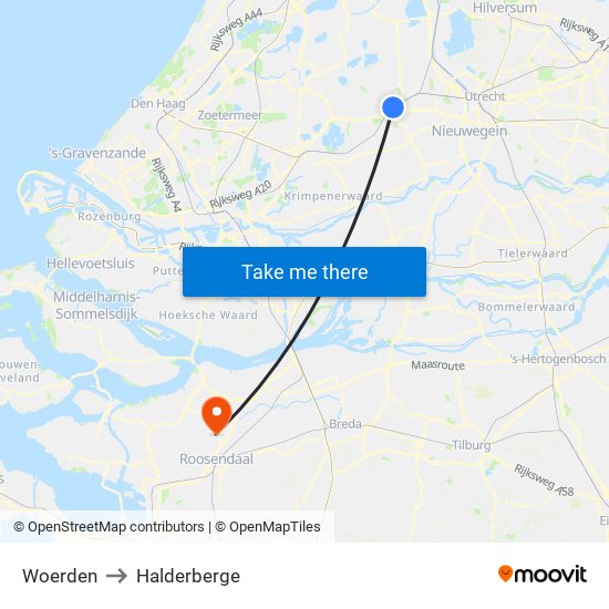 Woerden to Halderberge map