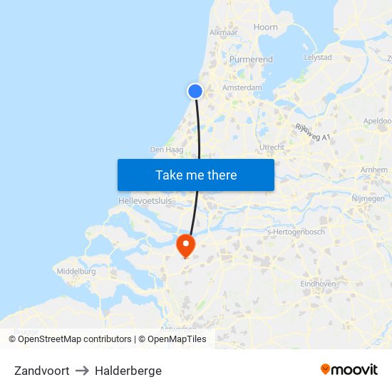 Zandvoort to Halderberge map