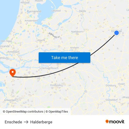 Enschede to Halderberge map