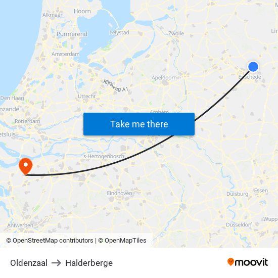 Oldenzaal to Halderberge map