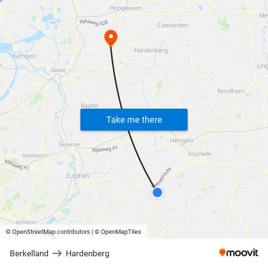 Berkelland to Hardenberg map