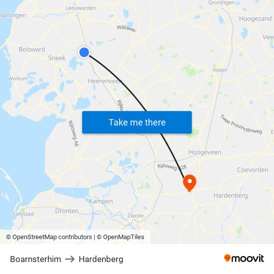 Boarnsterhim to Hardenberg map