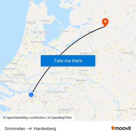 Drimmelen to Hardenberg map