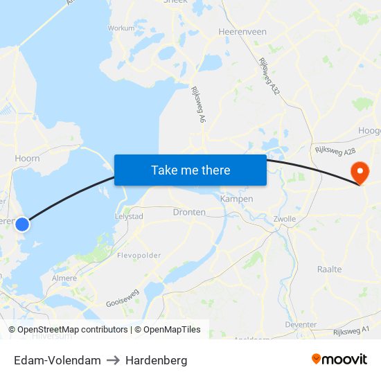 Edam-Volendam to Hardenberg map