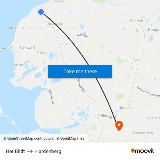 Het Bildt to Hardenberg map