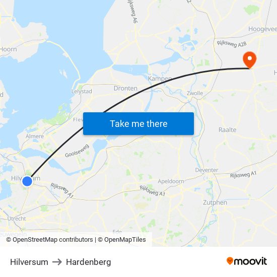 Hilversum to Hardenberg map