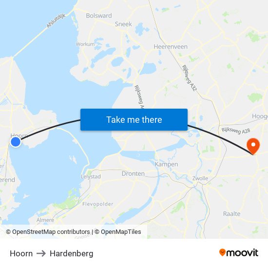 Hoorn to Hardenberg map