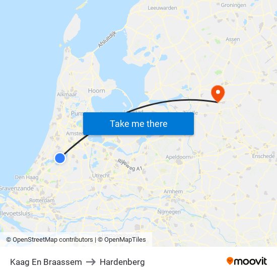 Kaag En Braassem to Hardenberg map