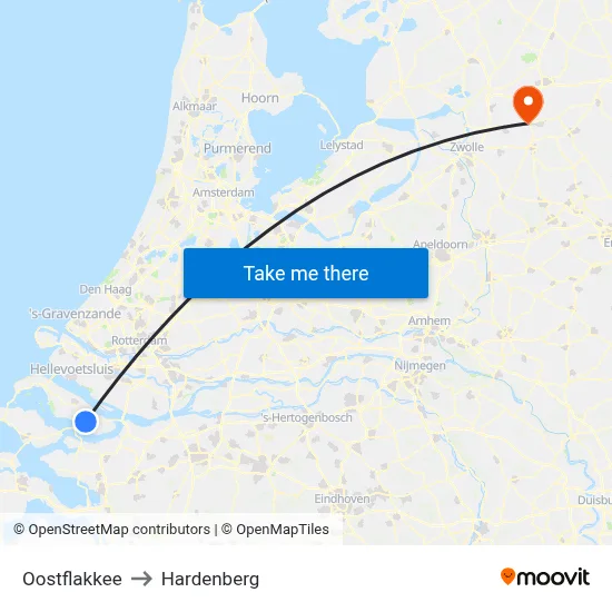 Oostflakkee to Hardenberg map