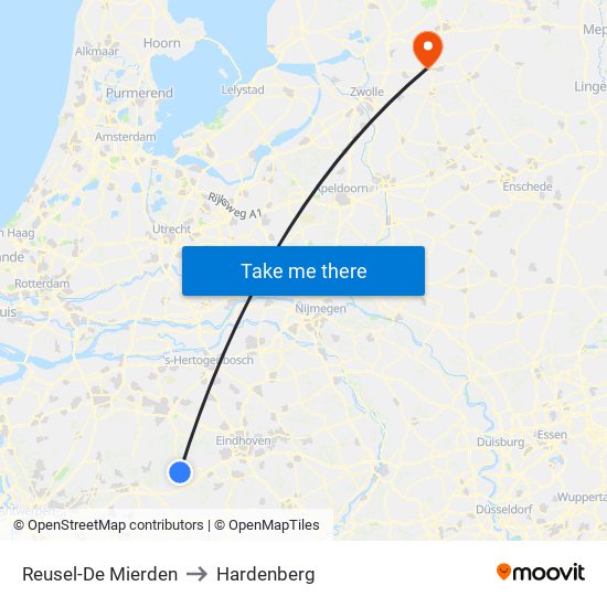 Reusel-De Mierden to Hardenberg map