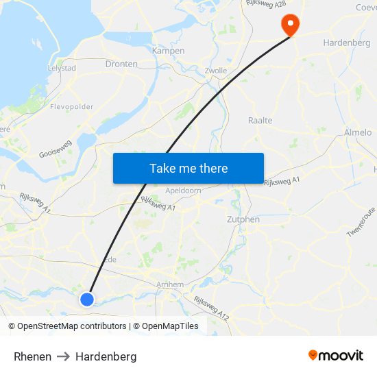 Rhenen to Hardenberg map