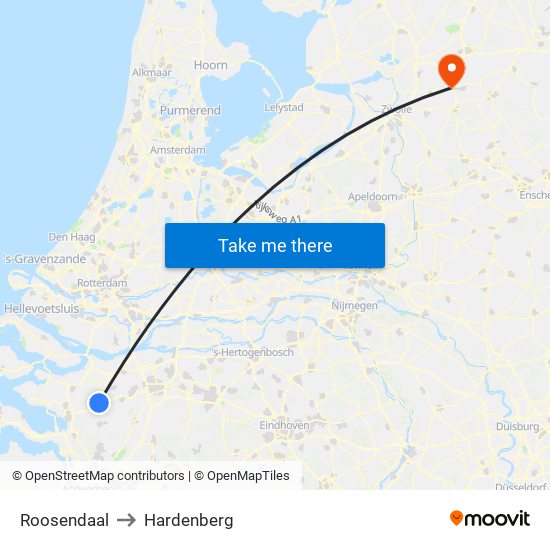 Roosendaal to Hardenberg map