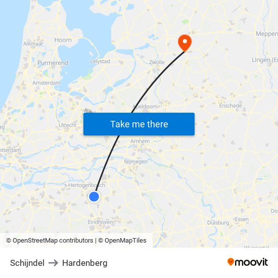 Schijndel to Hardenberg map