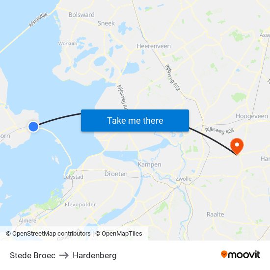 Stede Broec to Hardenberg map