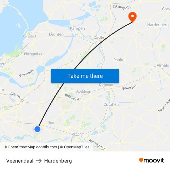 Veenendaal to Hardenberg map