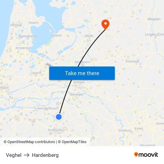 Veghel to Hardenberg map