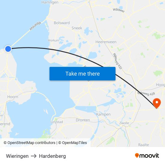 Wieringen to Hardenberg map