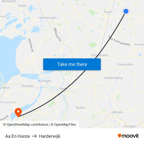 Aa En Hunze to Harderwijk map