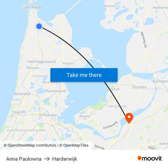 Anna Paulowna to Harderwijk map