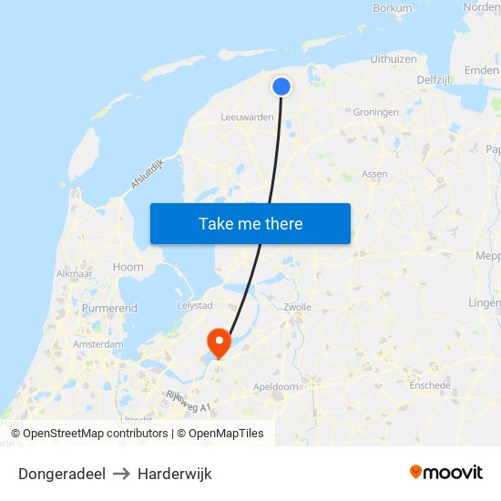 Dongeradeel to Harderwijk map