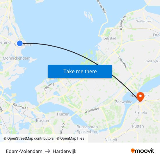 Edam-Volendam to Harderwijk map