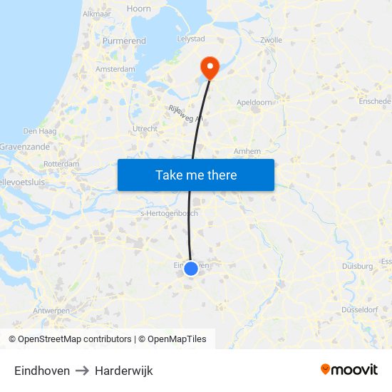 Eindhoven to Harderwijk map