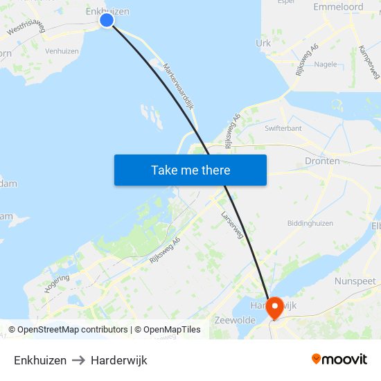 Enkhuizen to Harderwijk map