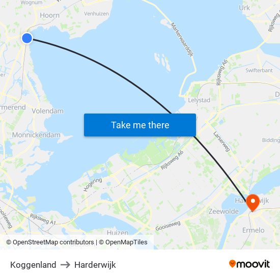 Koggenland to Harderwijk map