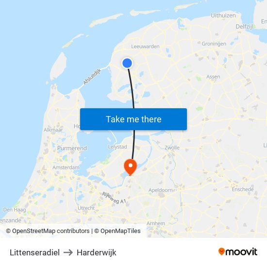 Littenseradiel to Harderwijk map