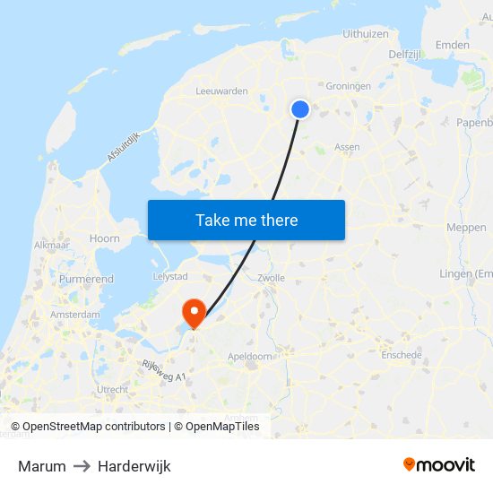 Marum to Harderwijk map