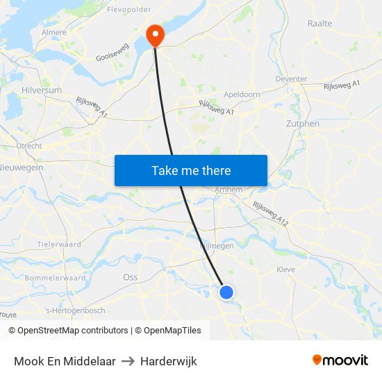 Mook En Middelaar to Harderwijk map