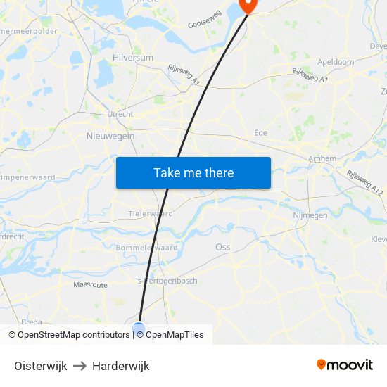 Oisterwijk to Harderwijk map