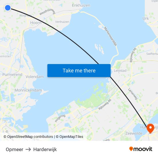 Opmeer to Harderwijk map