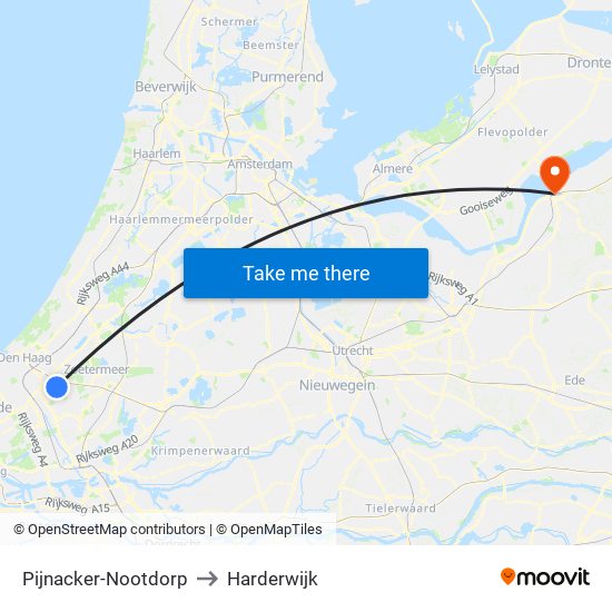 Pijnacker-Nootdorp to Harderwijk map