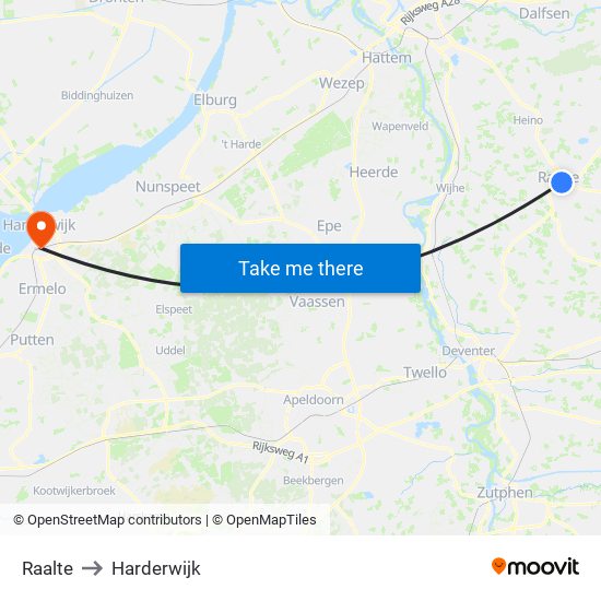 Raalte to Harderwijk map