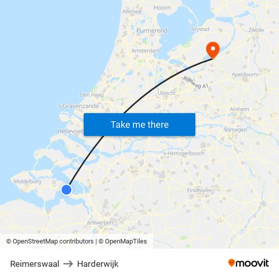 Reimerswaal to Harderwijk map