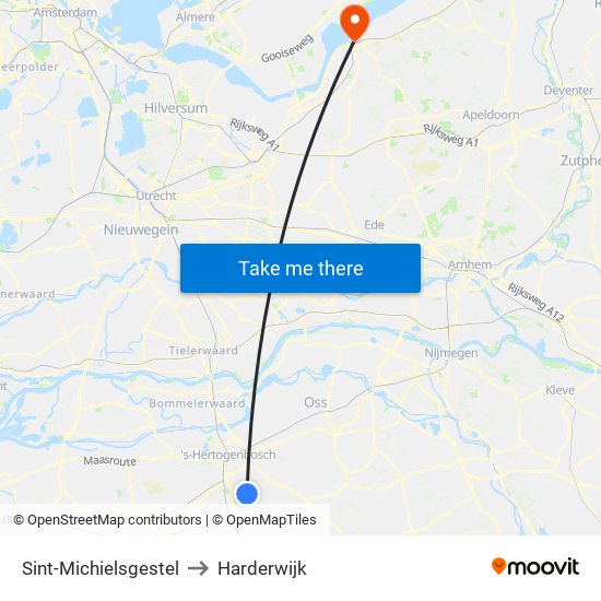 Sint-Michielsgestel to Harderwijk map