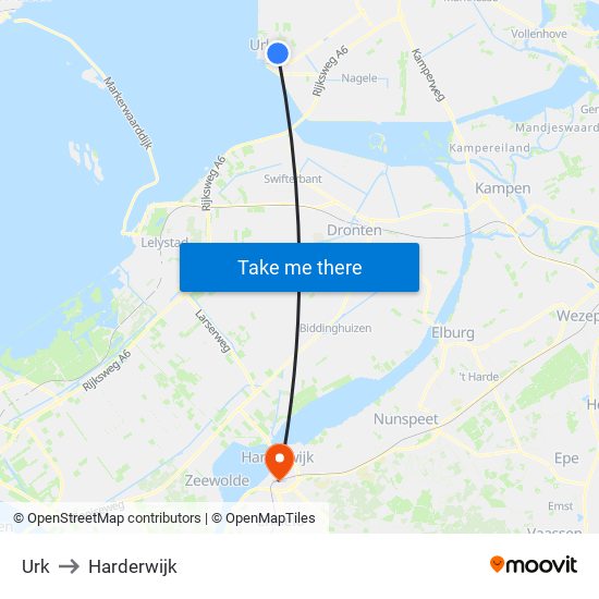 Urk to Harderwijk map