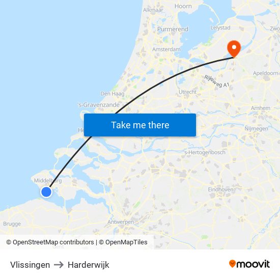 Vlissingen to Harderwijk map