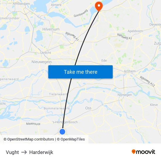 Vught to Harderwijk map