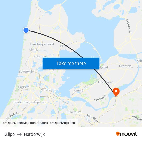 Zijpe to Harderwijk map