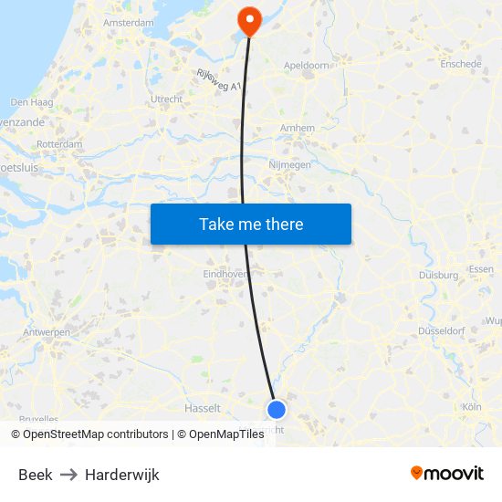 Beek to Harderwijk map